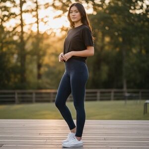 White House Black Market Runway Legging Navy Blue Size 6 Ponte Knit Stretch